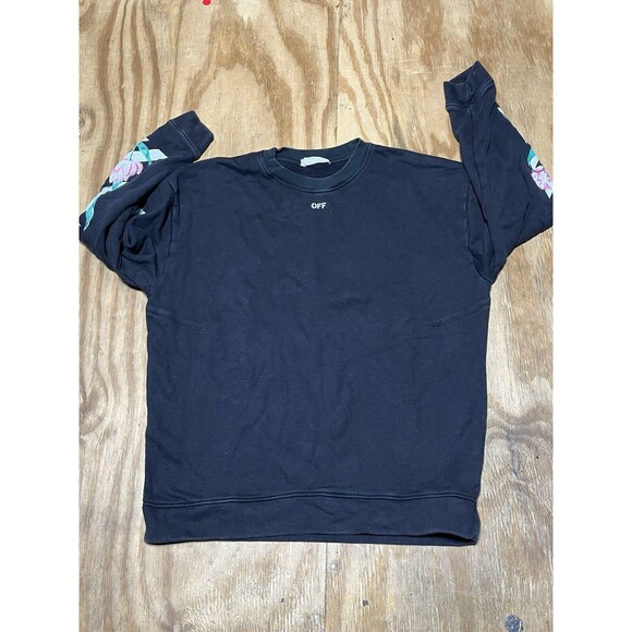 Off-White Arrows & Tulips Washed Cotton Sweatshirt Women S Black VIRGIL @GQ Knit - Picture 12 of 12